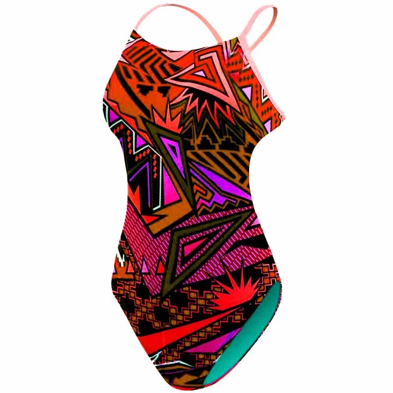 Latest Girl One Piece Training Swimsuit Solid Color Aquatic Swimwear