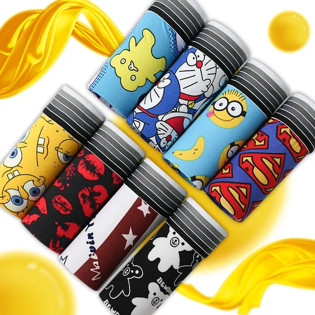 Wholesale men's waist flat four - corner personality trend cartoon underwear