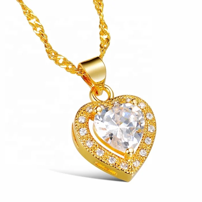 

MECYLIFE Dainty Women Heart Necklace For Bride Zircon Inlay Gold Plated Crystal Necklace