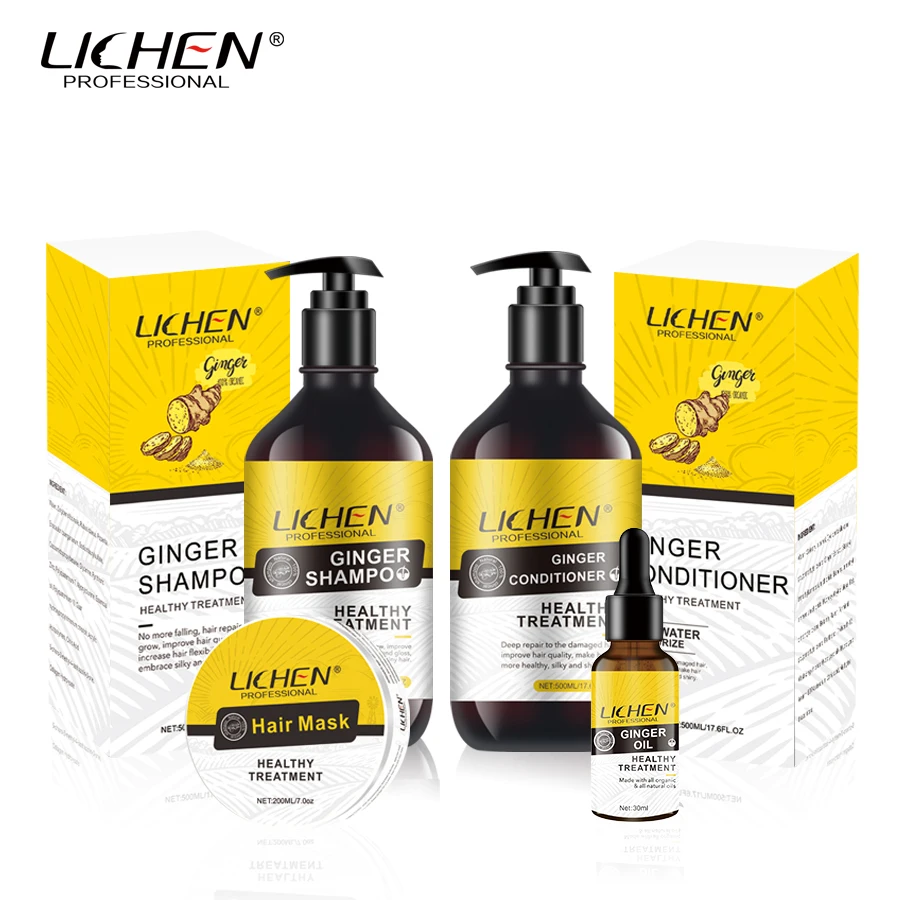 

500ml Oil Control Pure Ginger Anti Hair Loss Shampoo for All Hair Types, Golden yellow