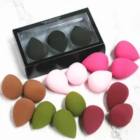 

Cosmetics Blending 3pcs in One Facial Makeup Sponge Set Black Rose Pink Beauty Foundation Blender