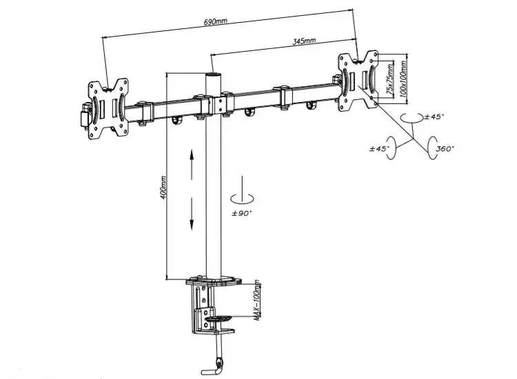 Кронштейн для монитора схема