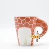 High quality factory stocked new porcelain 3D cup glazed cheap giraffe shaped ceramic person mugs