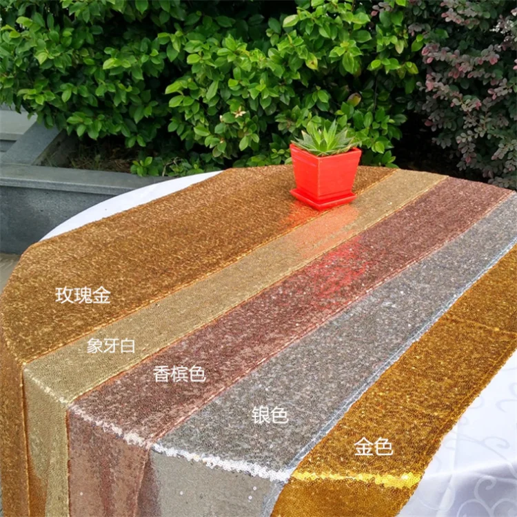 
Wholesale 100% Polyester Decoration Wedding Sequin Table Runner, Sequin gold table runner  (62019759034)