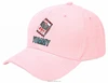 6 panel structured embroidered solid pink suede baseball dad caps hats