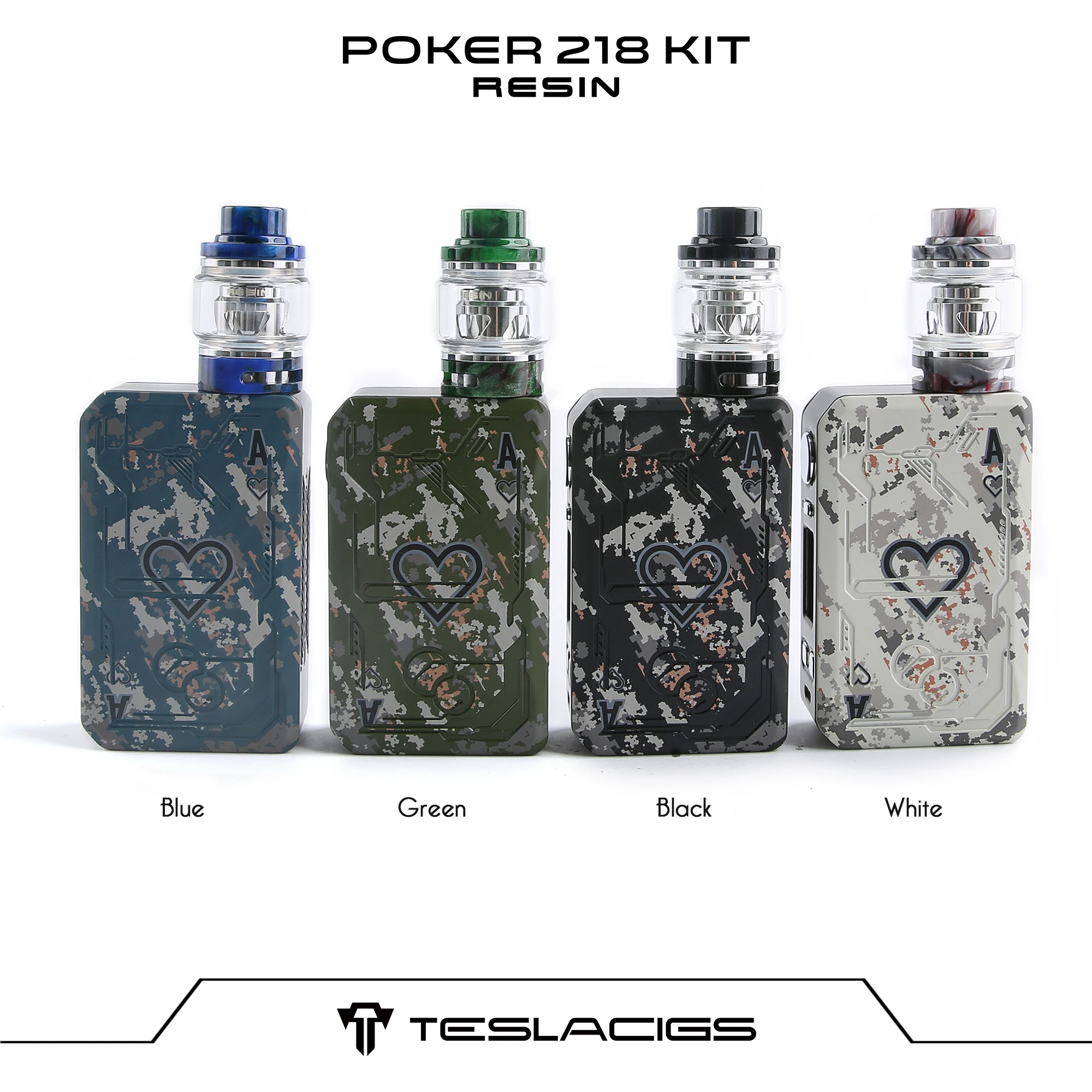 

Teslacigs New Arrival Vape Box Mod Poker 218W Resin tank kit from Manufacturer