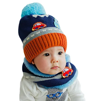New Cute Baby Girl Boy Knitted Hat Scarf Set Car Pattern Fleece Warm Cap Neck Warmer Two Piece Set Buy New Cute Baby Girl Boy Knitted Hat Scarf Set