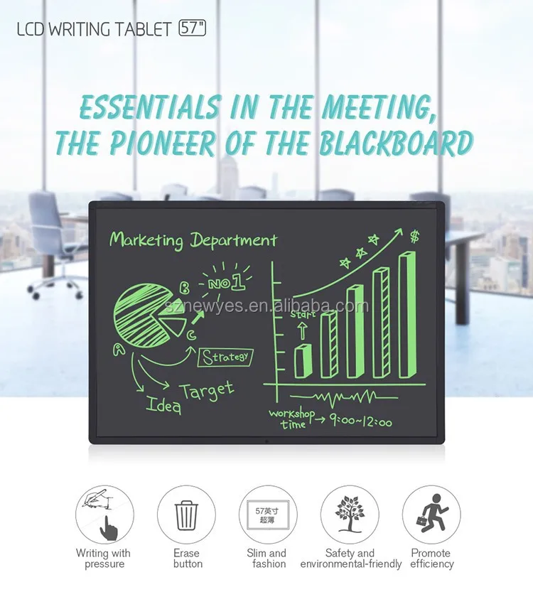Newyes Big Size Digital Blackboard 57 Inch Lcd Writing Tablet For