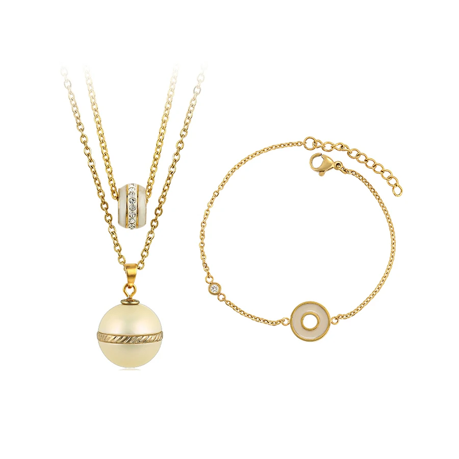

S-400 Xuping fashion 24k gold color women stainless steel jewelry necklace set