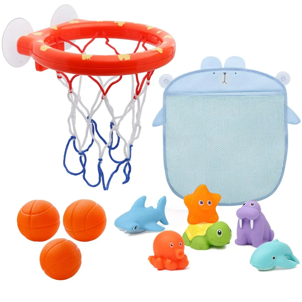 Toddler Bath Toys Gift Set Tub Fun Suction Cup Hoop Set Bath Toy Mini