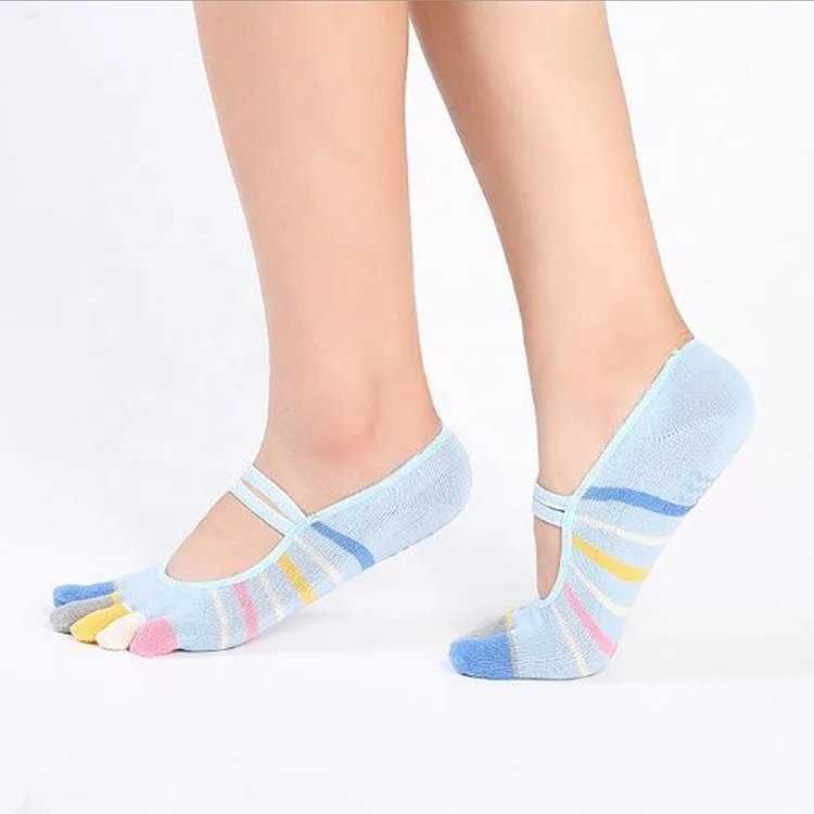 
Four Seasons Anti Slip Colorful Women High Quality Cotton Knit Half Toe Invisible Socks Yoga 