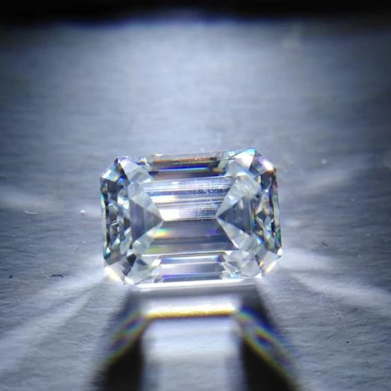 

3 carat loose emerald cut moissanite diamond, White