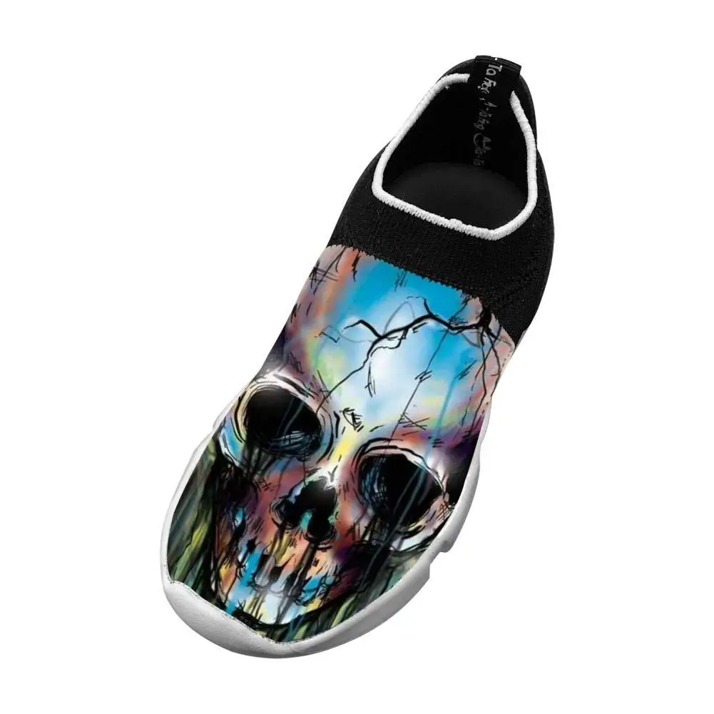 MREIO Skull Flag Childrens Lightweight Fly Knit Shoes Casual Sport Loafers Sneakers Running For Boys