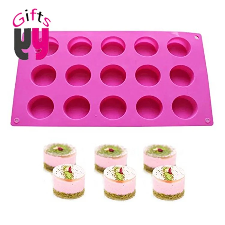 

BPA free 15 capacity molds round shape cake mold 100% food grade silicone soap mould, Any color as per pms code are available