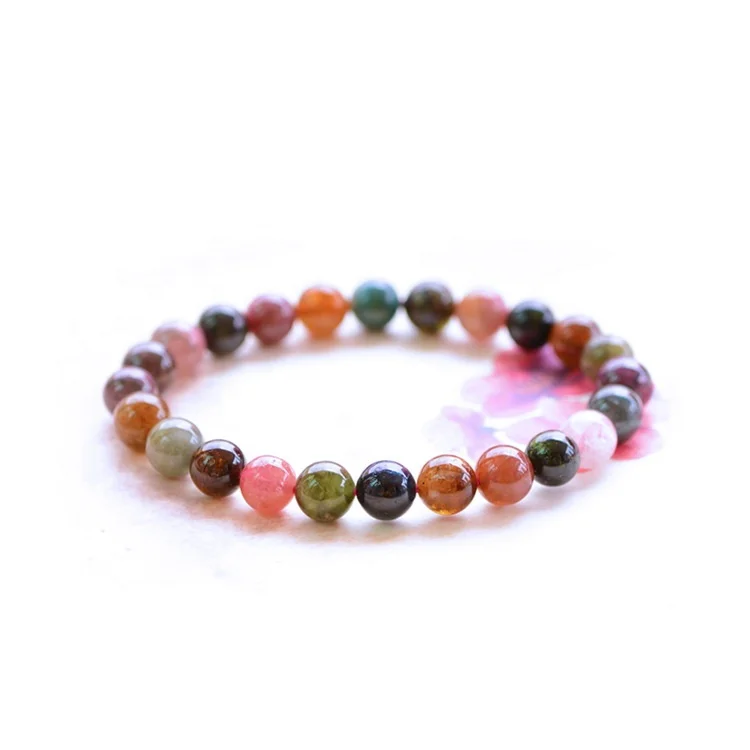 

wholesale natural stone rainbow madical tourmaline beads bracelets healing spiritual crystal tourmaline bracelet