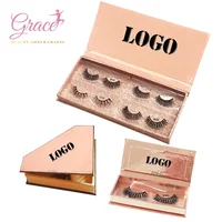 

creat own brand private label empty eyelash book rose gold glitter diamond-shaped case custom false eyelashes packaging