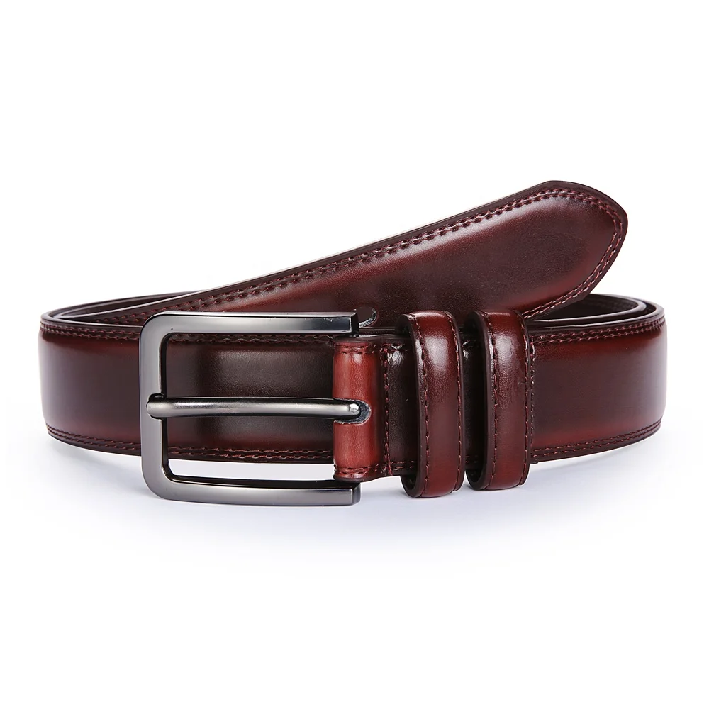 

men luxury leather accessoire wine red belt lowest moq