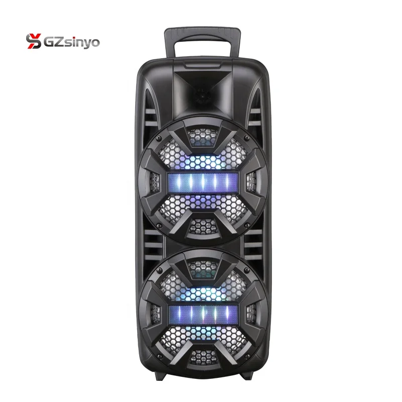 

new double 8 inch good bass portable trolley blue tooth speaker, Black,red,silver,blue