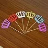 3Pcs/bag Crown Insert Cards with Toothpick Cake Decoration Wedding Birthday Party Lovely Gift