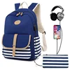 Unisex Waterproof Travel Use Laptop Bag School Backpack with USB Charging Port