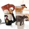 Personalized Decorative 3D Animal Design Ceramic Coffee Mugs/Animal Travel Tea Cups