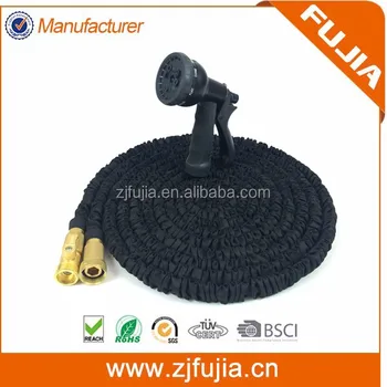 50ft Black Expandable Garden Hose Strongest Double Latex Brass