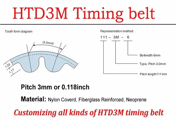 288-3M-15 HTD Timing Belt 288 mm Long 15mm wide & 3mm Pitch 