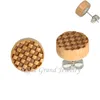 Chessboard Logo Round Wood Earring Studs 3D Logo Ear Piercing For Men