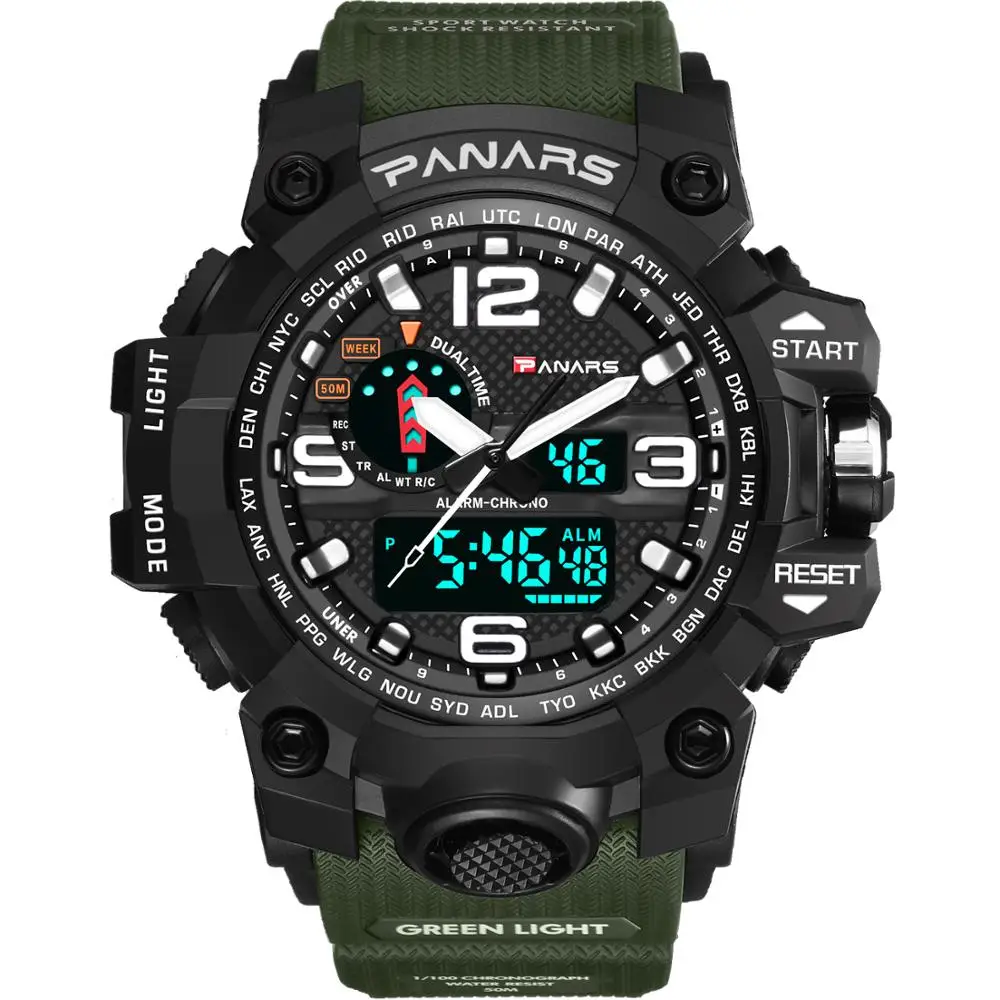 

PANARS OEM Custom 5 ATM Waterproof Military digital wrist watch mens sport Wristwatch, Black;green;khaki