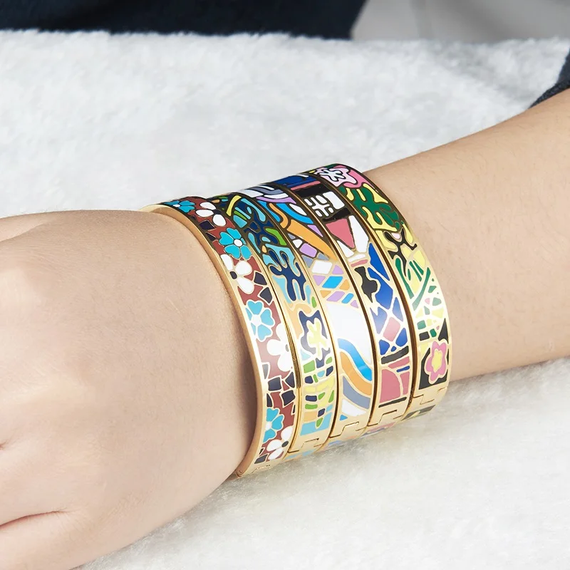 Women Custom Made Fashion Daily Wear Enamel Bangle Bracelet Jewelry