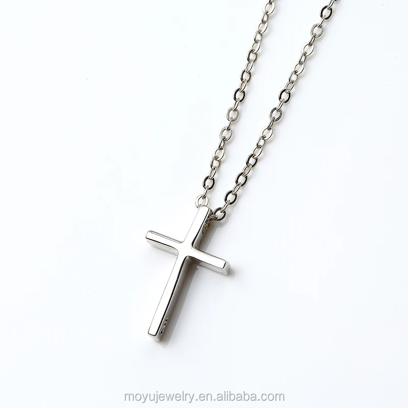 

Stock sterling silver Christ religion symbol christian cross pendant necklace