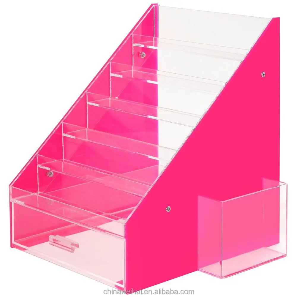 Pink & Clear 36 Bottles Acrylic Nail Polish Organizer Riser Display