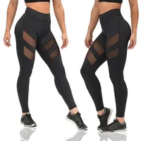 

Custom Wholesale Women's Power Flex Mesh Yoga Pants Tummy Control Workout Yoga Capris Pants Leggings