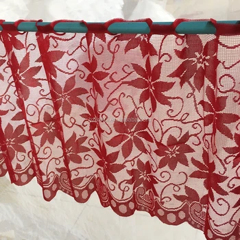 Christmas Red Lace Poinsettia Cafe Curtains Poinsettia Kitchen