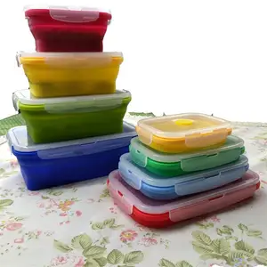 silicone foldable lunch box reusable food storage container