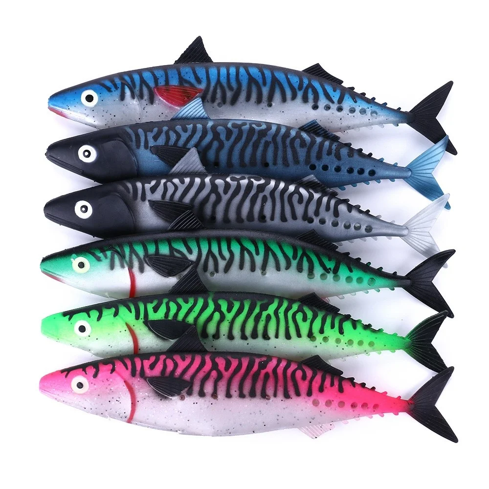 

hollow mackerel big fishing lures soft plastic fish skin fishing tackle tuna and marlin lure, 6colours available/unpainted/customized