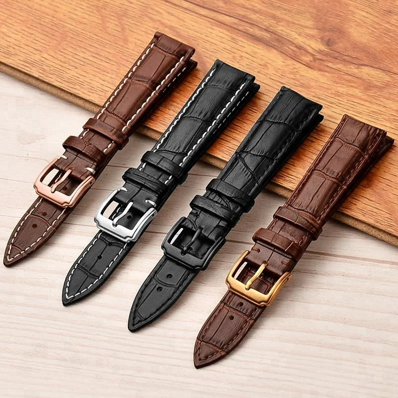 

Wholesale amazon hot sell  genuine calfskin leather watch band, Black/brown