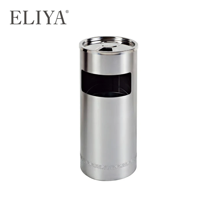 

Luxury Hotel Dustbin Lobby Stainless Steel Tall Ashtray Trash Can, Customized