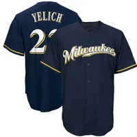 

22 Christian Yelich Milwaukee 19 Robin Yount 8 Ryan Braun 7 Eric Thames stitched Embroidery Logos