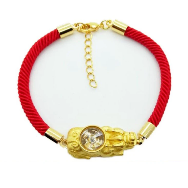 

JSF001 Red Rope Transfer Lucky Bracelet 3D Gold Plated Pixiu Feng Shui Women's Bracelet, As picture