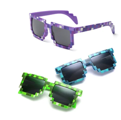 

Pixel Mosaic Party Glasses Vintage thug life 8 bit Pixel Sunglasses Women Men Plaid Sun Glasses