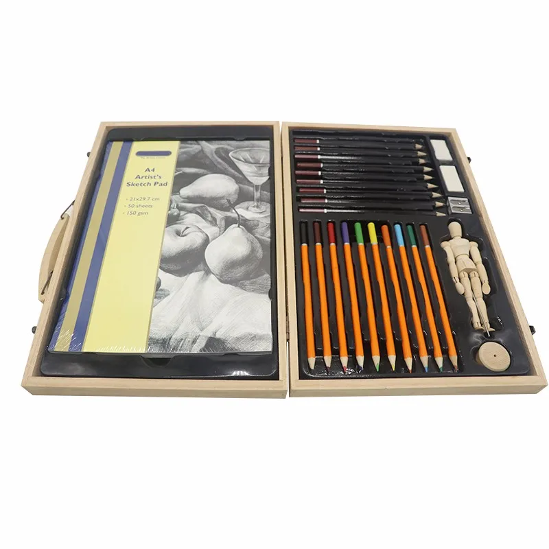 Drawing & Sketch Pencil Art Set In Wooden Case For Students And Adults