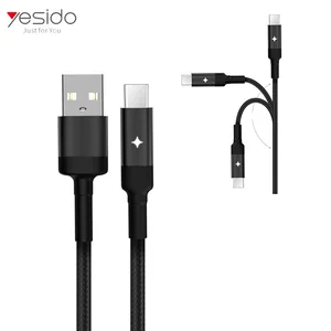 Nylon Braided USB C Cable Auto Disconnect Light Control