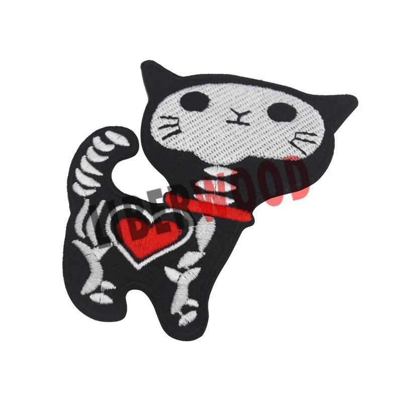 Choc Squelette Crane X Ray Chat Kitty Drole De Bande Dessinee Bricolage Appliques Brode Coudre Le Fer Sur Le Patch Badge Sac A Dos Veste Stock Buy Patchs Chat Kitty Coudre Le Fer