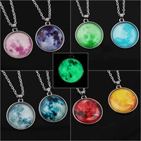 

free sample Amazon Hot selling Universe Dream Starry Sky Gemstone Luminous Necklace Personalized illuminated Pendant necklace