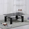 Modern Living Room Furniture Tempered Glass Top Wooden MDF Legs Black Glass Coffee Table Tea Table