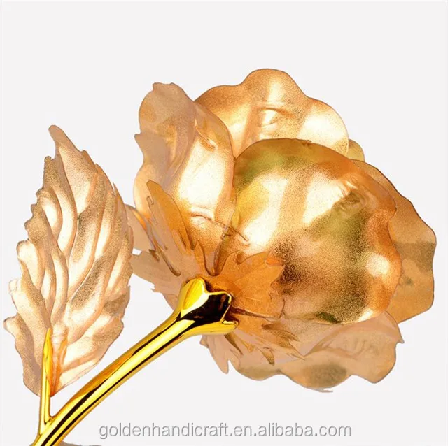 Customized Gift Box 24K Gold Rose Flower Artificial Golden Roses