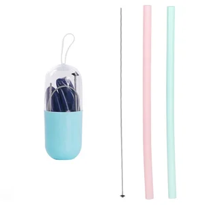 Image of Wholesale China Factory Silicone Rubber Custom Collapsible Natural Drinking Straw