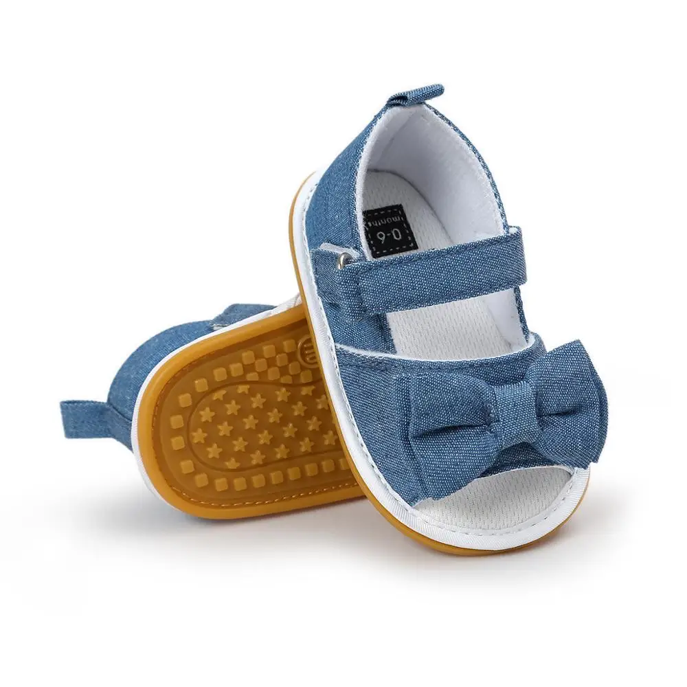 

Blue sandal plaid style rubber sole cotton princess occasion newborn baby shoes