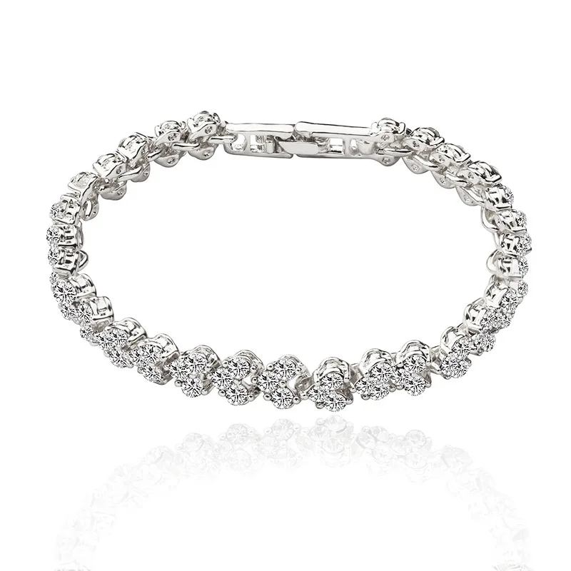 

Exquisite luxury Roman crystal simple diamond-studded zircon bracelet European and American foreign trade silver-plated jewelry